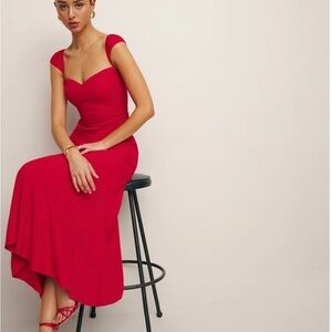 Reformation Bridgton Linen dress cherry